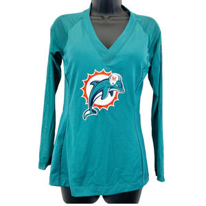 NEW NFL Miami Dolphins All Sport Couture Activewear Mesh Sleeves Top Women's M